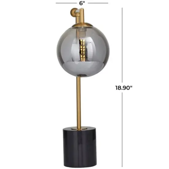 Silver Metal Orb Desk Lamp with Marble Base 6" x 15" x 19" {8}