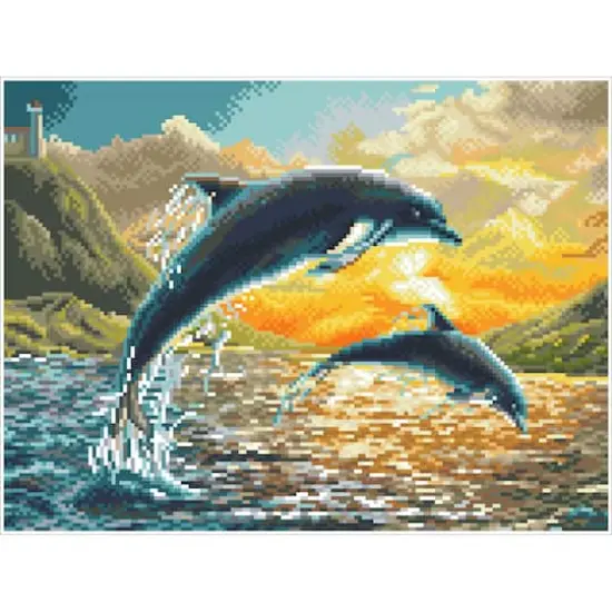 Diamond Dotz&reg; Intermediate Dolphin Sunset Diamond Painting Kit {3}
