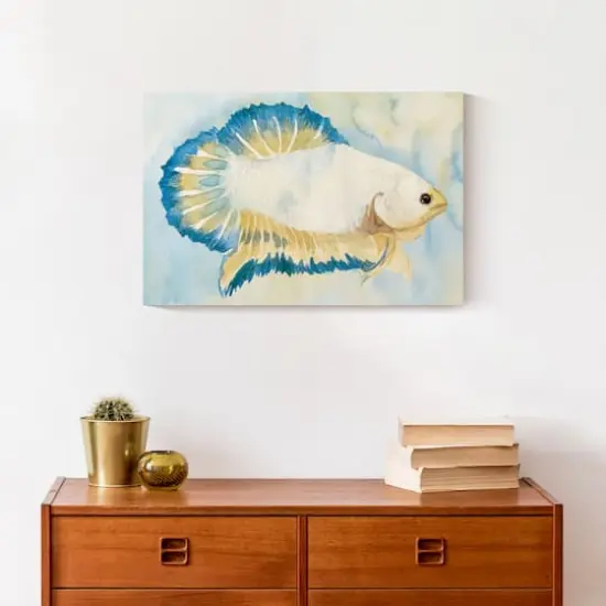 White And Blue Fish 18" x 12' Canvas Wall Art {5}