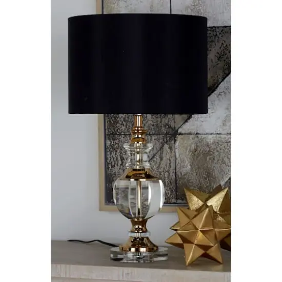24" Clear Wood Glam Table Lamp {5}
