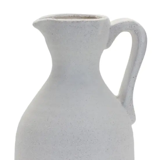 10.5" Modern White Clay Pitcher Vase {3}
