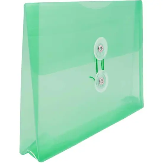 JAM Paper 5.25" x 7.5" Booklet Plastic Envelopes with Button and String Closure, 24ct. Green {5}