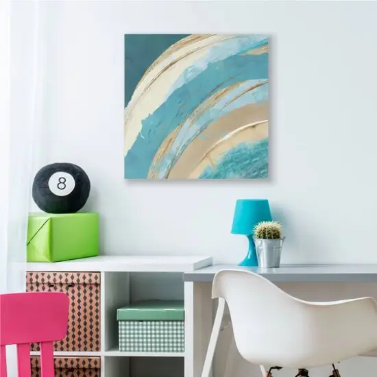 Stupell Industries Blue Wave Rainbow Abstract Canvas Wall Art  {3}