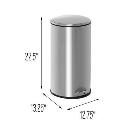 30L Semi-Round Stainless Steel Step Trash Can With Lid {8}