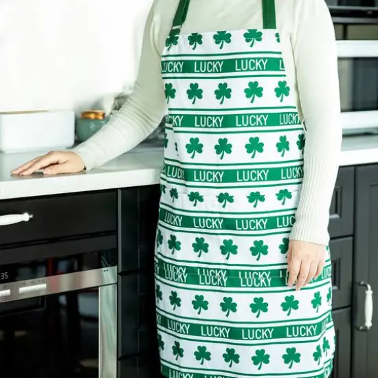 Glitzhome&reg; 31.25" St. Patrick's Shamrocks Apron {4}