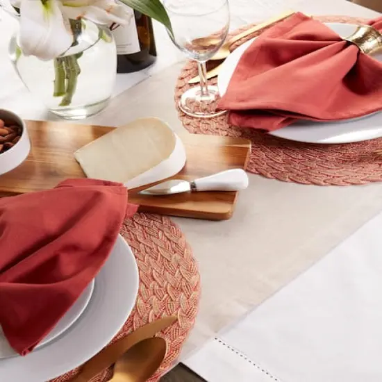 DII® Round Variegated Braided Polypropylene Placemats, 6ct. Red {9}
