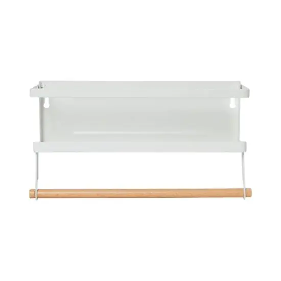 Household Essentials 12" Metal Spice Rack with Paper Towel Holder White {7}