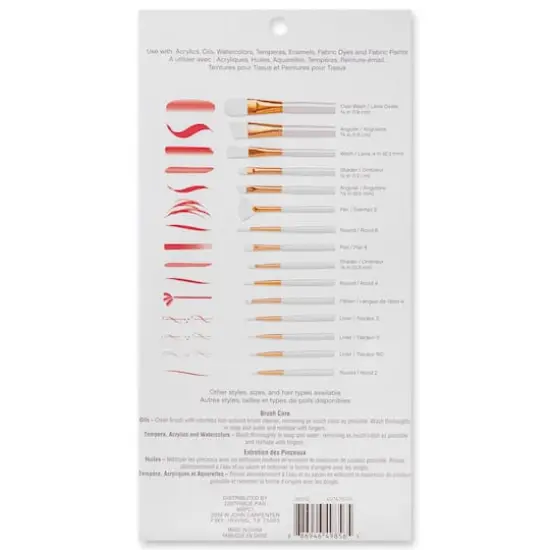 White Taklon 15 Piece Brush Pack by Craft Smart&reg; {5}