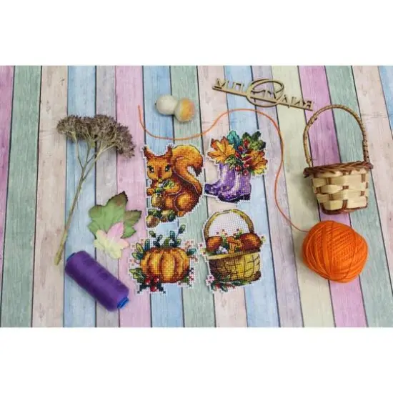 MP Studia Autumn MagnetsPlastic Canvas Counted Cross Stitch Kit {5}
