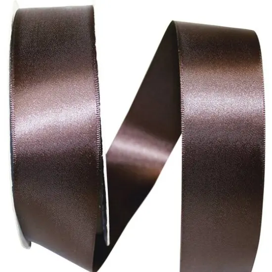 JAM Paper 1.5"x 50yd. Double Face Satin Ribbon Chocolate Brown {1}