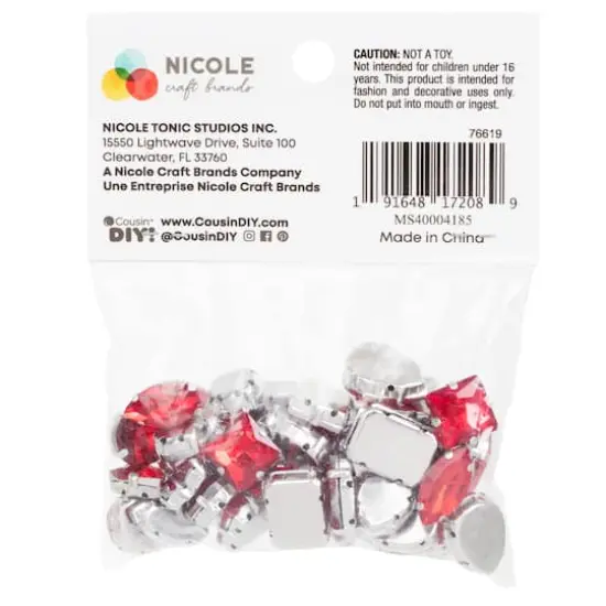 CousinDIY Silver Siam Glass Sew-On Rhinestones, 40ct. {8}