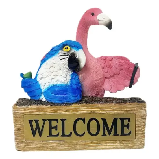 Santa's Workshop 9" Flamingo and Parrot Solar Powered Accent  {1}