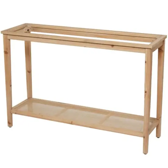 32" Natural Brown Wood Shelf Console Table {1}