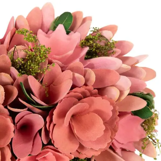 13" Pink & Yellow Mixed Floral & Foliage Artificial Valentine's Day Heart Wreath {4}