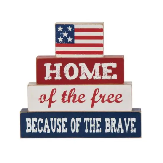 Glitzhome&reg; 8.5" Wooden Patriotic Sign Table D&eacute;cor {7}