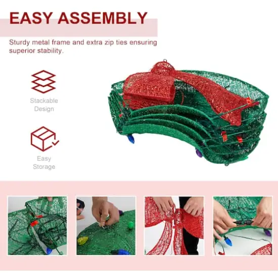 Glitzhome&reg; 3ft. Lighted Christmas 3D Mesh Wreath Outdoor D&eacute;cor {5}