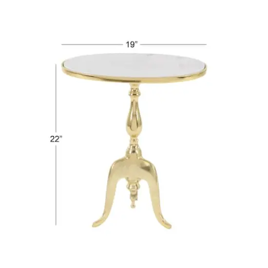 22'' Gold Stone Traditional Accent Table {5}
