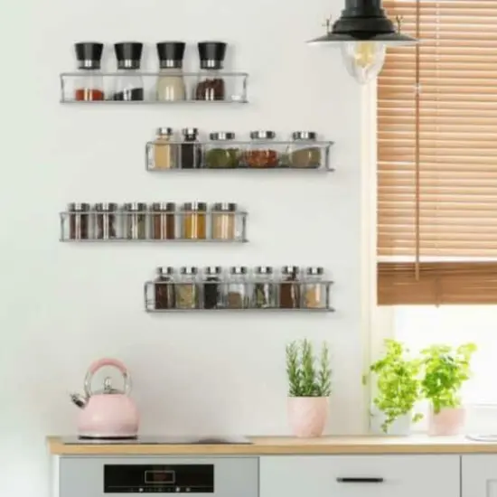 NEX&trade; Large Silver Wall-Mounted Spice Racks for Storage, 4ct. {7}