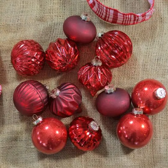 12ct. Red Mercury Glass Style Glass Ornaments {3}