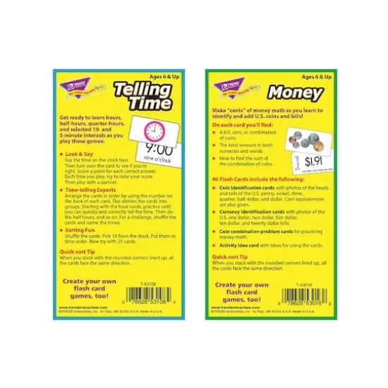 Trend Enterprises&reg; Time and Money Skill Drill Flash Cards Assortment {6}