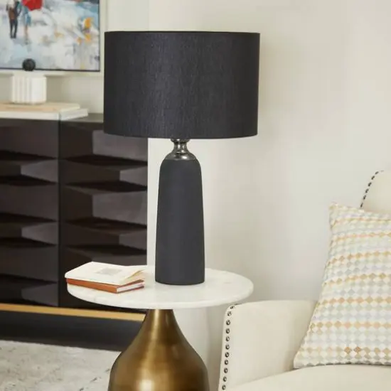 Brown Cement Modern Table Lamp, 23" x 14" x 14" {10}