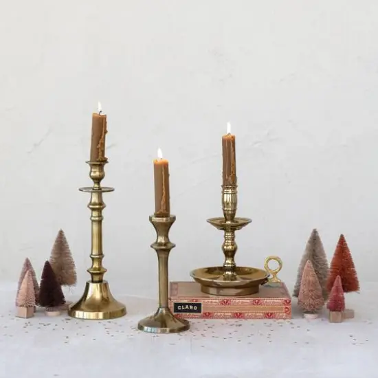 Hello Honey&reg; 11" Antique Brass Cast Aluminum Taper Holder {3}