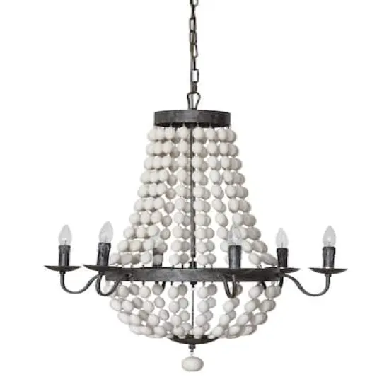 Hello Honey® 36" Multicolor Metal and Draped Wood Bead Chandelier {5}