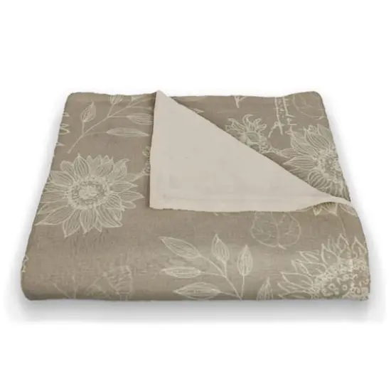 Sunflower Icons Coral Fleece Blanket Taupe {3}