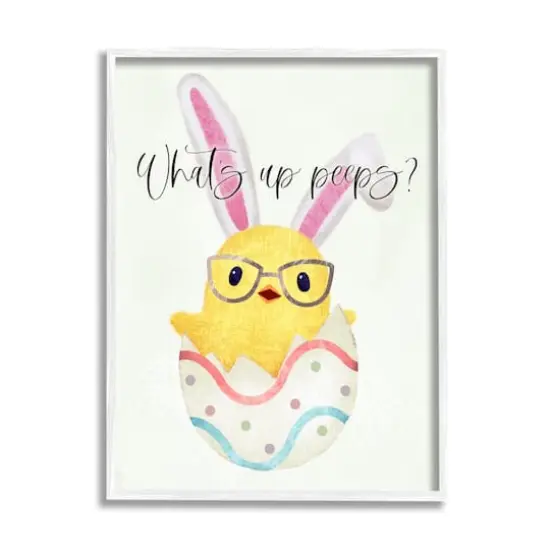 Stupell Industries What's Up Peeps Funny Easter Phrase Hatched Chick Framed Giclee Art White {1}