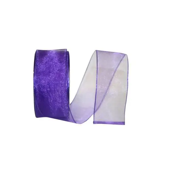 JAM Paper 1.5" x 25yd. Elegant Sheer Wired Ribbon Purple {1}