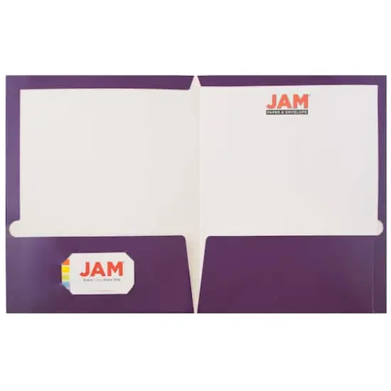 JAM Paper Glossy Laminated Two Pocket Folders, 50ct. Purple {5}