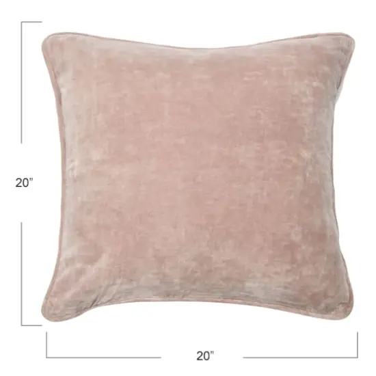 Hello Honey® 20" Square Velvet Pillow Cover with Piping Pink {5}