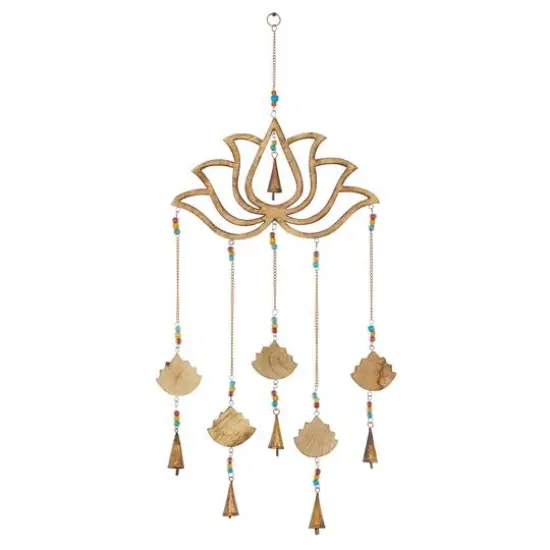 Gold Mango Wood Eclectic Style Windchime, 15" x 30" {1}