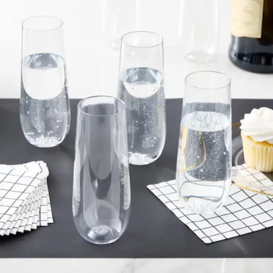 9oz. Clear Plastic Stemless Champagne Flutes by Celebrate It&trade;, 8ct. {3}