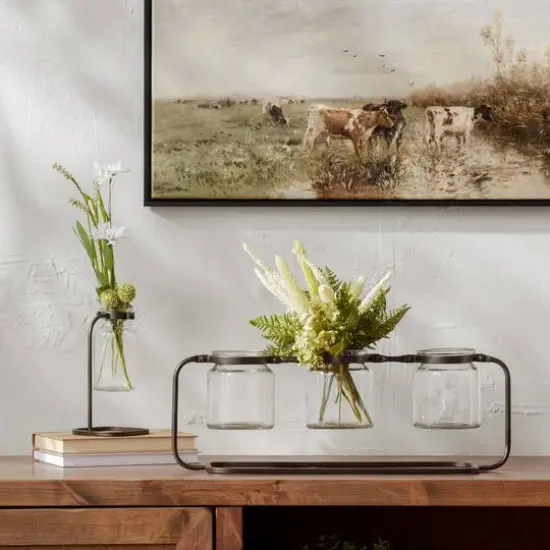 7.5" Bottle Vase in Iron Stand, 4ct. {3}