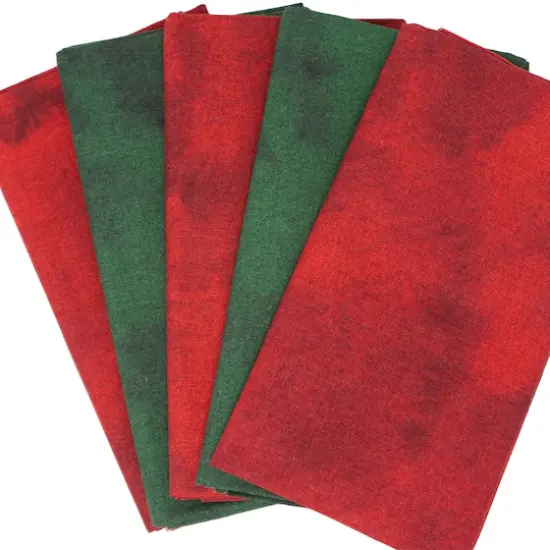 SINGER Christmas Red & Green Tonal Blender Cotton Fabric Fat Quarter Bundle {3}