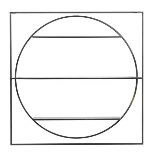 Black Metal Contemporary Wall Shelf, 32" x 32" x 5" {6}