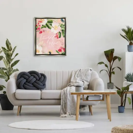 Stupell Industries Beautiful Mom Floral Mother's Day Floater Framed Art Gray {3}