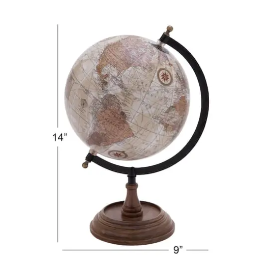 14" Brown Mango Wood Traditional Globe {6}