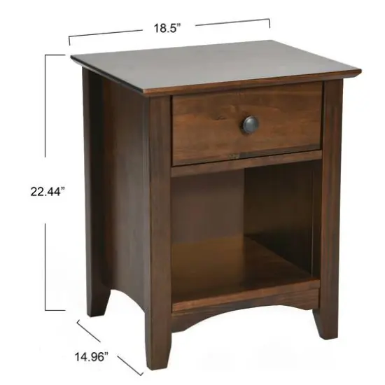 Hello Honey® 22" Walnut Finish Shaker Wood Farmhouse Nightstand {8}