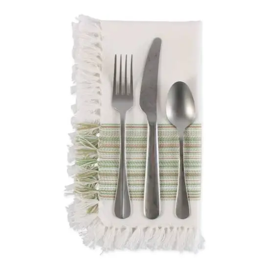 DII&reg; 20" x 20" Fringed Striped Napkins, 6ct. Thyme {4}