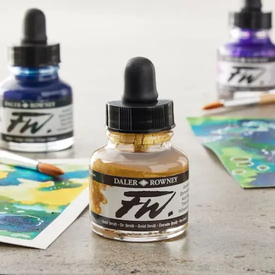 Daler-Rowney&reg; FW Acrylic Artists' Ink Gold Imit {3}