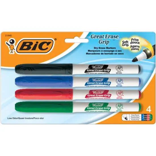 BIC&reg; Great Erase Grip Dry Erase Fine Point Markers, 6 Packs of 4 {1}