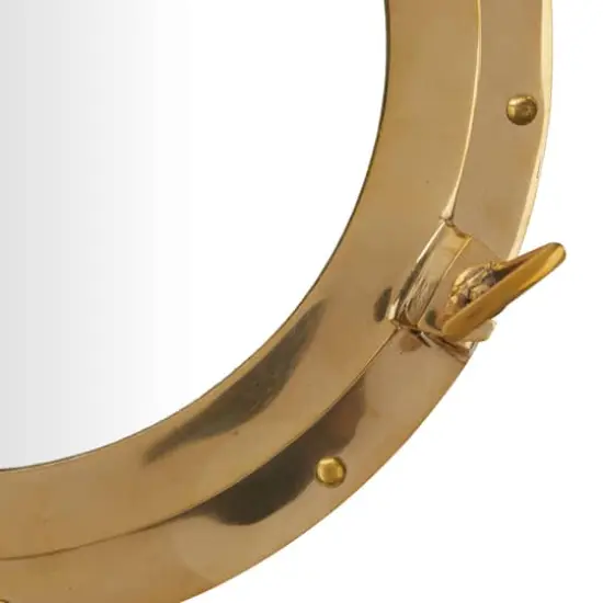Gold Brass Sail Boat Wall Mirror with Port Hole Detailing 15" x 3" x 15" {5}
