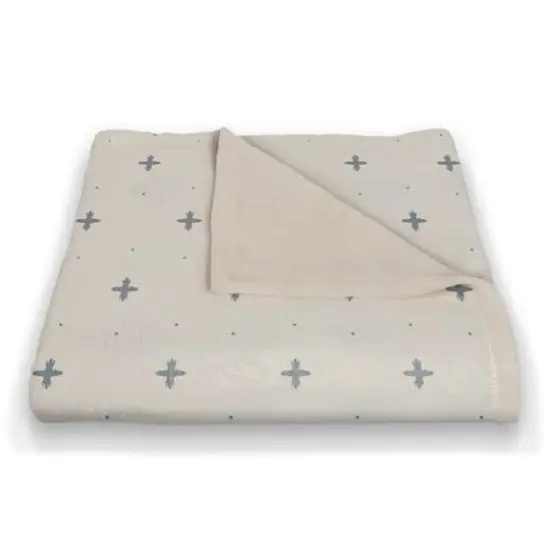 Plus Coral Fleece Blanket Blue Plus On White {3}