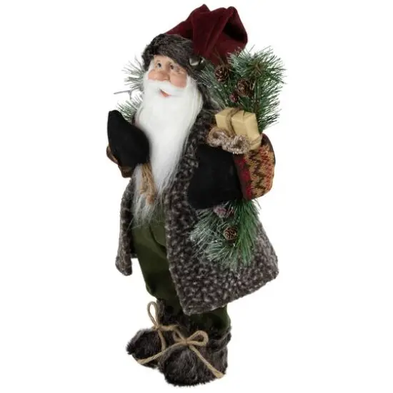 16" Country Rustic Standing Santa Claus with Present {6}
