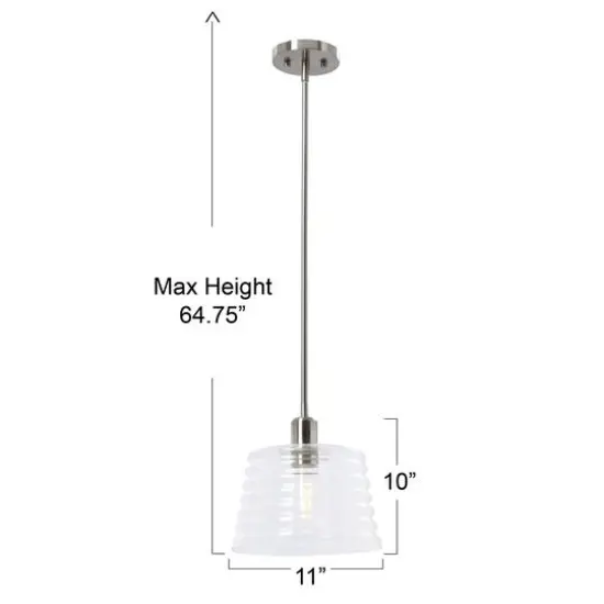 Hello Honey&reg; Robert Stevenson Lighting Rhodes Metal & Clear Ribbed Glass Ceiling Light Brushed Nickel {5}