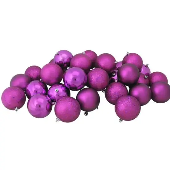 32ct Shatterproof 3.25” 4-Finish Ball Ornament, Light Magenta {3}
