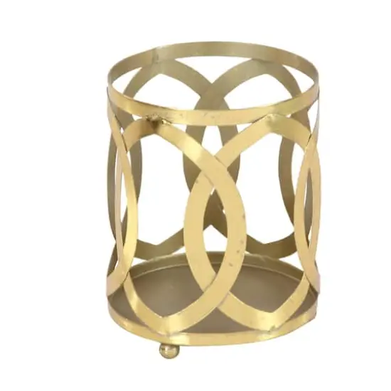 8" Gold Iron Glam Candle Holder {4}