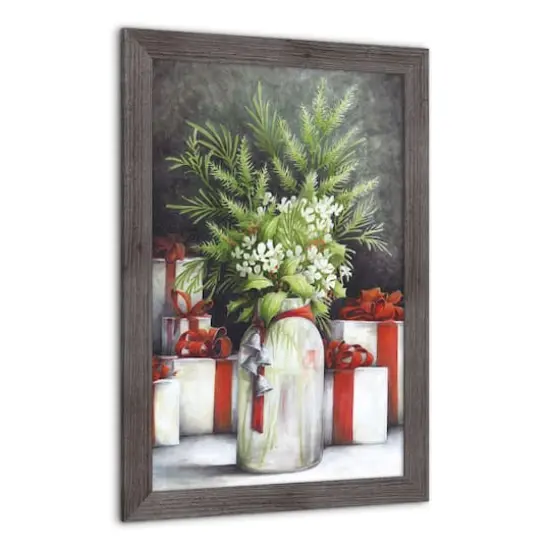 Christmas Flower Vase Western Gray Framed Print {3}